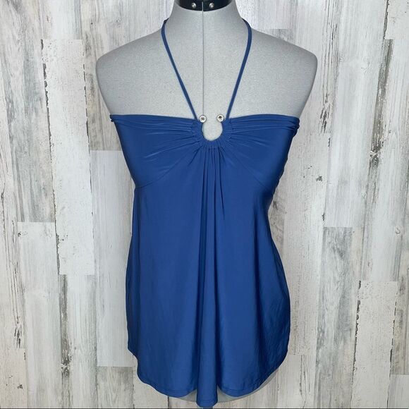 Express Top blue strappy halter size Medium - Picture 2 of 5